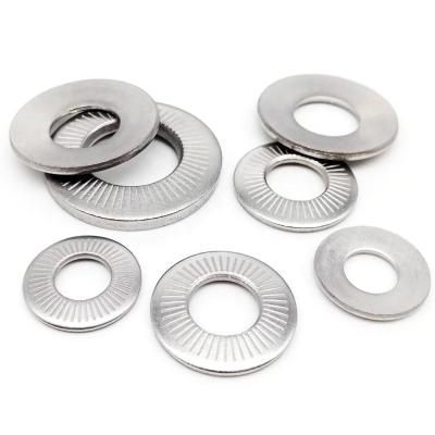 China M3 M4 M5 M6 M8 M10 M12 M16 NFE25-511 A2 304 Conical Spring Lock Washer Stainless Steel Lining Disc Elastic Spring Serrated Lock Washer for sale