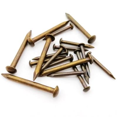 China Round Dia=1.2~2.8mm length=8~50mm for Furniture Hinge Drum Antique Mini Round Head Pure Copper Small Brass Bronze Nail for sale