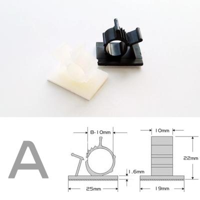 China Black White Nylon Plastic Self Adhesive Collar Clips Wire Rope Power Line Holder Management Organizer Loop Fixer for sale