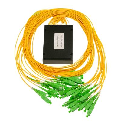 China GPON/EPON FTTH fiber 1*2 1*4 1*8 1*16 1*32 1*64 PLC fiber optic splitter with SC connectors for sale