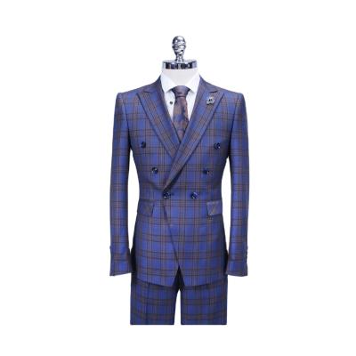 China China Manufacture Professional Men's Suit Anti-wrinkle Coats Blue Plaid for sale