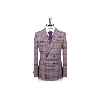 China Hot Selling New Arrivals New Product Good Quality Anti-wrinkle Men's Coatmenn Chinese Casual Suit Brown Plaid for sale