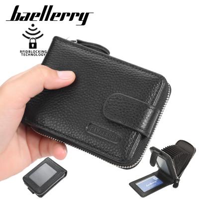 China Baellerry Hot Selling Men Waterproof Leather Men's Wallets Pinch Genuine Leather Zipper Wallet Fashion for sale