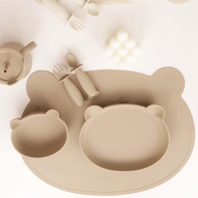 China Baby Feeding Set Eco-friendly Silicone Material Baby Feeding Set PlateMat Free Silicone Food Tableware Set Baby Feeding Bowl With Box for sale