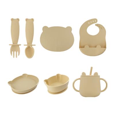 China Eco-friendly Material Silicone Baby Feeding Silicone Bowl Feeding Set Sets for sale