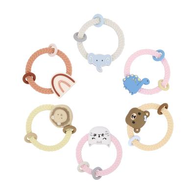 China Soft Rainbow Teether from Toy Mecain Teething Nursing Silicone and Dinosaur Cat Bear Lion Silicone Baby Elephant Teether for sale