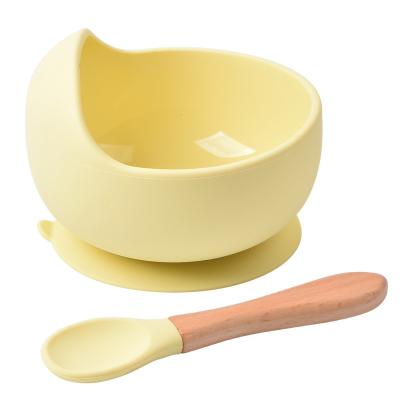 China Eco-friendly Material Silicone Baby Bowl And Fork Set Baby Silicone Dinnerware Set for sale