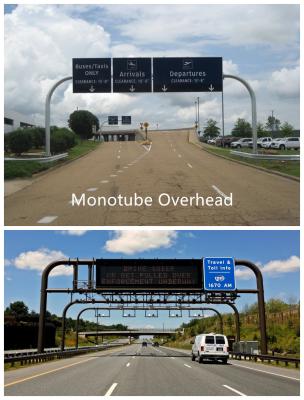 China Landstraßen-obenliegendes Zeichen strukturiert heißes Bad-galvanisiertes Stahlschweißen Rod Full Span Sign Bridge zu verkaufen