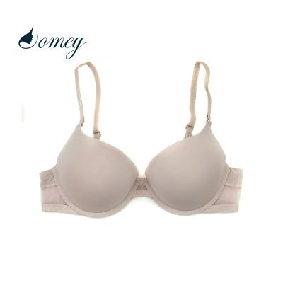 China Comfortable Shiny QUICK DRY Solid Color No Steel Ring Ladies Underwear Thin Push Up Bra for sale