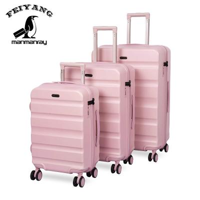 China High Quality Ourtdoor Luggage Bag Pink New Style ABS+PC Travel Bag 3 Piece Luggage Sets for sale