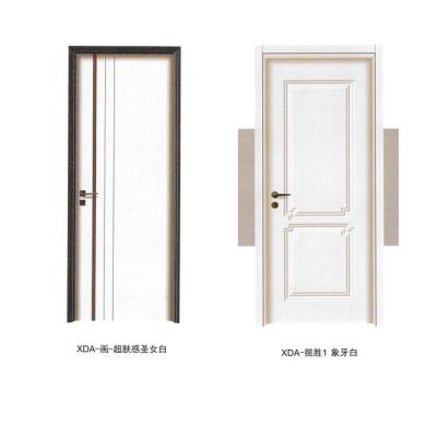 China Simple modern white wood level interior door E0 design laminate bedroom solid wood pvc solid wood door for sale