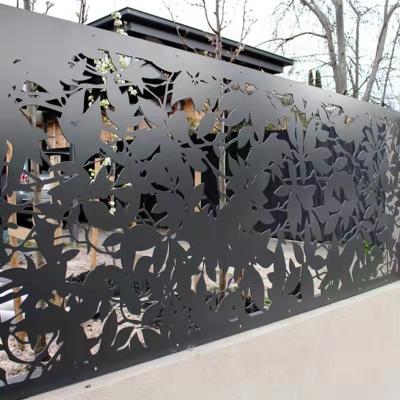 China Easily Assembled Laser Cut Bending Privacy Wall Patio Divider Base Track Design Aluminum Fencing Laser Cut Metal Screen Panel For Balconies for sale