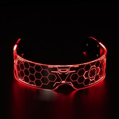 China LED Acrylic Glasses with Batteries, Flashing/Fixed Light Colors, Futuristic Honeycomb Structure Glasses, Cool, Fashion Glasses for sale