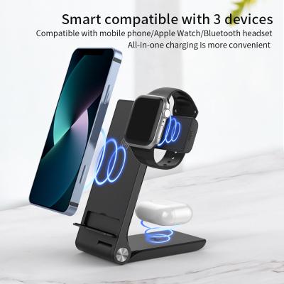 China Multifunctional Wireless Charging 3 in 1 Wireless Charger Station for Iphone, Foldable QC Certified Stand Charging Dock for Apple Series, Airpod Samsung Galaxy for sale