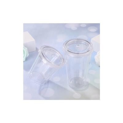 China Low Price Sustainable Professional Made Supplies Reusable Double Wall Plastic Water Cup With Straw And Lid for sale