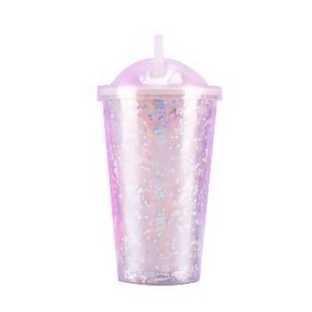 China Viable Chinese Star Sequin Insulated Spill Proof Maker Plastic Straw Plastic Tumbler Cup for sale