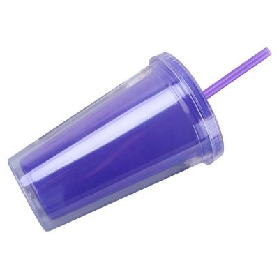 China Worthwhile viable buy plastic drinkware cup double wall tumbler cup flat cover straw for drinking for sale