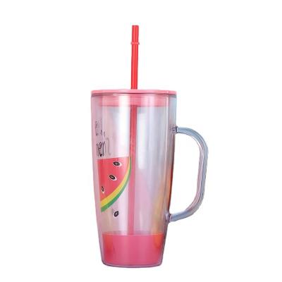 China Viable Straw High Quality Plastic Cup Handle Creative Portable Lightweight Cup for sale