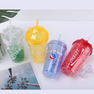 China Wholesale Plastic Double Acrylic Straw Cup Coffee Mugs Plastic Mugs Magical Travel Viable Mugs Creative OEM ODM Customized Daily for sale