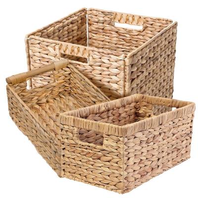 China Viable New Decorative Listing Laundry Box Unit Storage Baskets Bathroom Rattan Basket For Cube Storage for sale