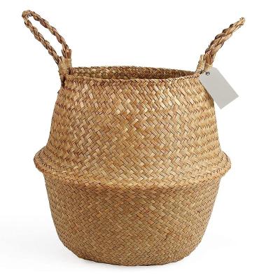 China Viable Hot Selling Hand-Craft Amazon Storage Planter Basket Vegetable Plankton Natural Rattan Belly Basket for sale