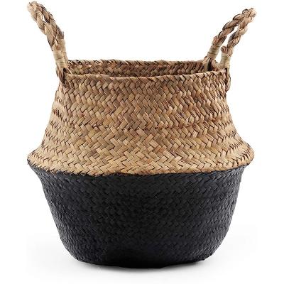 China Viable Hot Selling House Flower Pot Storage Diy Shelves Pantry Toys Bathroom Shoes Cabinet Gray Rattan Basket Brown for sale