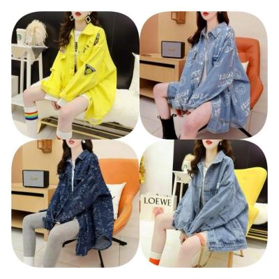 China Breathable Ripped Short Jean Jackets Woman Clothing Denim Coat Ladies Bike Denim Jacket Women Blue for sale