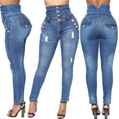 China 2022Wholesale Plus Size Denim Ladies Jeans Breathable Custom Blue Women Jean Pant Skinny Femme Mom Pantalones High Pants Plus Size Women Jeans for sale