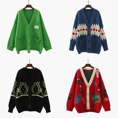 China Wholesale Anti-wrinkle 2022 Sweater Long Thick Knit Women Over Front Colorful Crochet Cardigan Winter Open Sized for sale