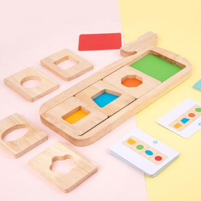 China 2021 Geometric Whale 3D Intelligence Whole Kids Toys Montessori Color Matching Wooden Shape Sorter Toys for sale