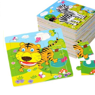 China 9 Piece Children's Wooden Animal Animals Eco-Friendly Puzzle Toy Anime Puzzle To Customize for sale