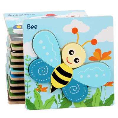 China 2021 China Wholesale Hot Cartoon Toy Montessori Kids Toys Game Baby Toddler 3D Educational Wooden Puzzle for sale