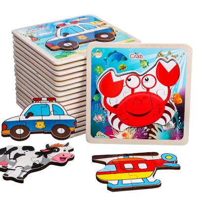 China Factory Eco-Friendly Customize Kids Toy Wooden Animal Traffic Fruit 3D Wooden Puzzle for sale