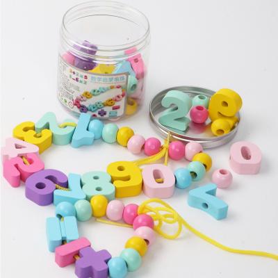 China Eco-friendly Plastic Box Digital Beaded Intellectual Intellectual Baby Toys Early Education Kindergarten Threading Building Blocks for sale