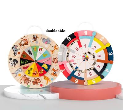 China Eco-friendly Multi-Function Double-Sided Multiplication Dish Math Teaching Aid Turntable Learning Animal Matching Toy for sale