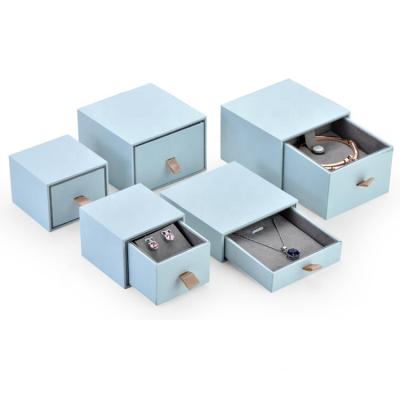 China Drawer Slid Current Luxury Jewelry Packaging Drawer Slid Light Blue Necklace Jewelry Boxes Ring Bracelet Boxes Gift Costume Jewelry Boxes High for sale