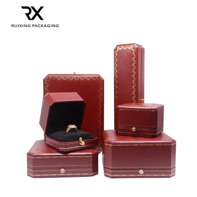 China Square Ruixing Jewelry Box High End Red Octagonal Ring Jewelry Box Pendant Wholesale for sale