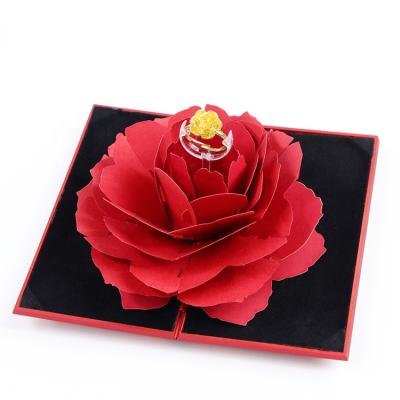 China Amazing Wedding Jewelry Ring Box Romantic Flower Rotating Jewelry Ring Box Proposal Engagement Rotating Flower Rotating Wrapping for sale