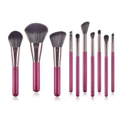 China Angular Blush Purple Shing Makeup Beauty Brush Complete and Compact Top Quality Kit for Bridal for sale