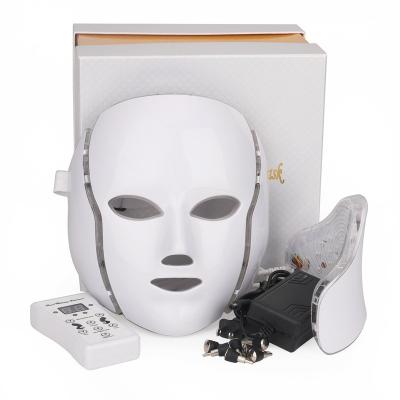 China Skin Rejuvenation LED 7 Beauty Light Instrument Skin Rejuvenation LED Face Mask Colorful Photon Belt Micro Electric Mask With Neck for sale