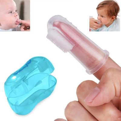 China Foldable Silicon Toothbrush with Box Finger Toothbrush Kids Teeth Clean Silicone Soft Infant Toothbrush Baby Rubber Cleaning Brush for sale