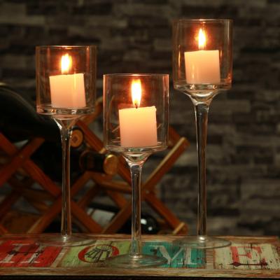 China Tealight Home Candle Holders Candle Holders Transparent Clear Glass Decoration Home Wedding Party Set 3 Cup Shape for sale