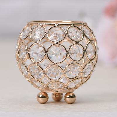 China Household Items Wedding Luxury Christmas Wedding Decoration Dots 8cm Home Decoration Crystal Gold Silver Candle Tealight Holders for sale