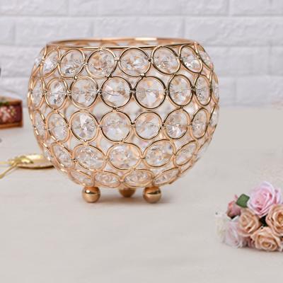 China Luxury Decorative Living Room Accessories 12 Cm Diameter Silver Crystal Votive Holder for sale