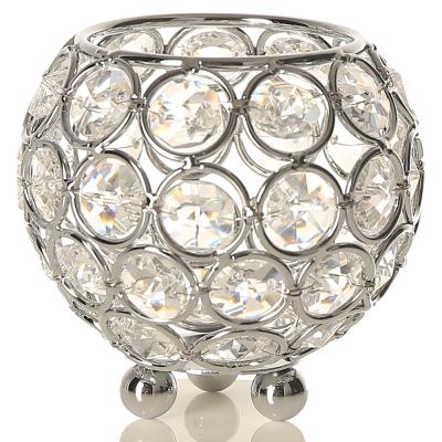 China 8cm Luxury Crystal Metal Tealight Holder Ideal for Wedding Decoration Party Christmas Holiday Home Decoration for sale