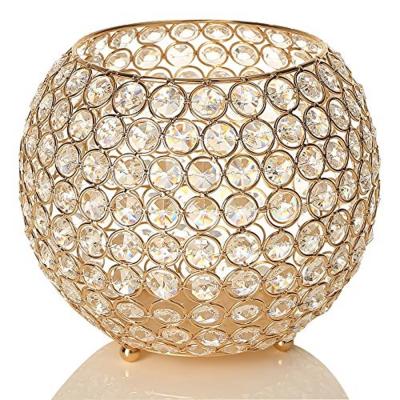 China Luxury Wedding Home Centerpieces Crystal Tealight Candlesticks Table Candle Lantern Holders Household Items Decoration for sale