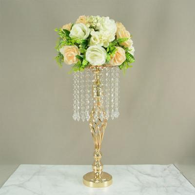 China Road Lead Crystal Table Centerpieces Modern Metal Chandelier Wedding Decoration Tall Flower Stand for sale