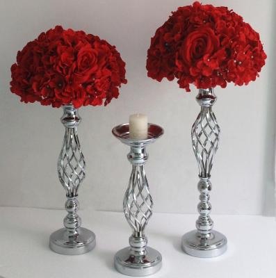 China Trendy Silver Flower Stand Wedding Centerpieces Wedding Centerpieces Decoration Metal Cardboard Trendy Table Centerpiece 10 pcs for sale