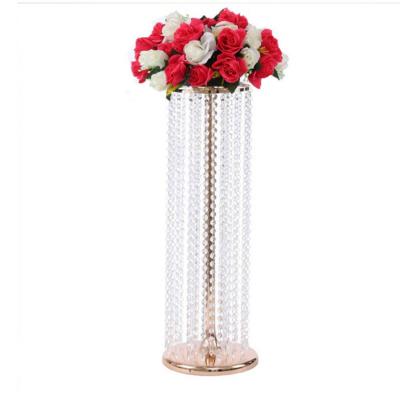 China Modern Simple Silver Decorative Road Lead Wedding Flower Stand Crystal Centerpieces for sale