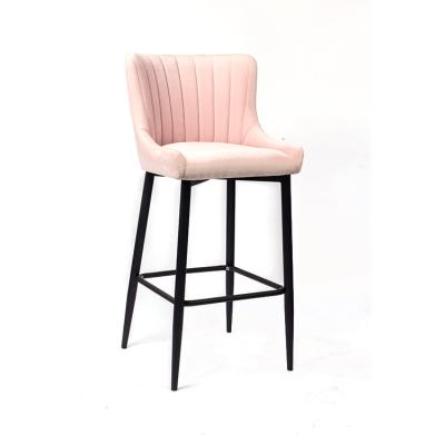 China Modern Professional Manufacturer Upholstered Restaurant High Leg Velvet Bar Chair for sale